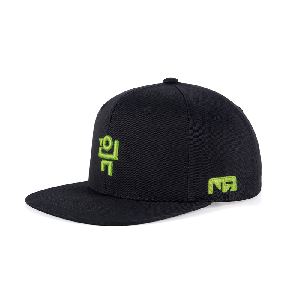 Symbol Big Logo Signature Snapback Black with Green Embroidery