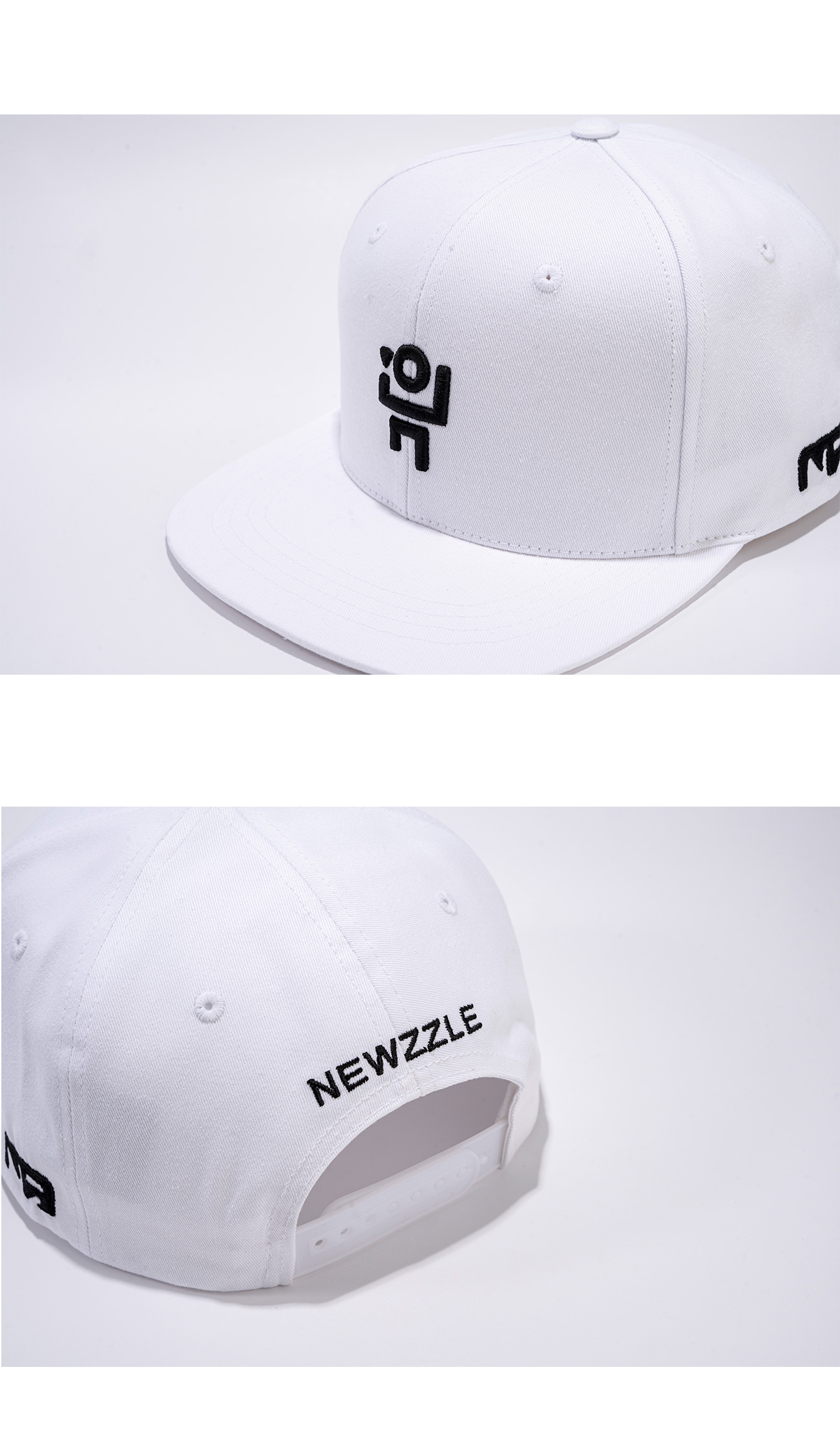 심볼 빅 로고 시그니처 스냅백 화이트 블랙자수 detail 2