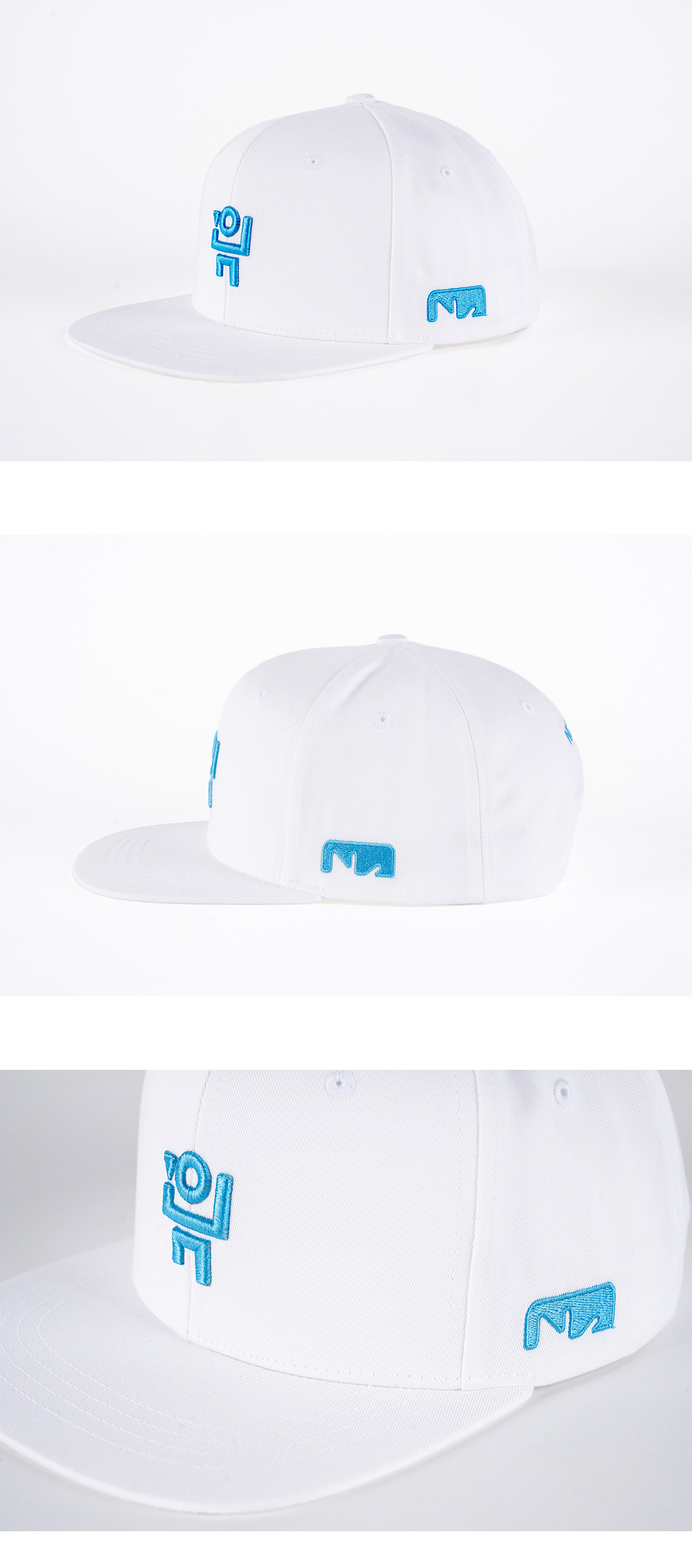 Symbol Big Logo Signature Snapback White with Blue Embroidery detail 1