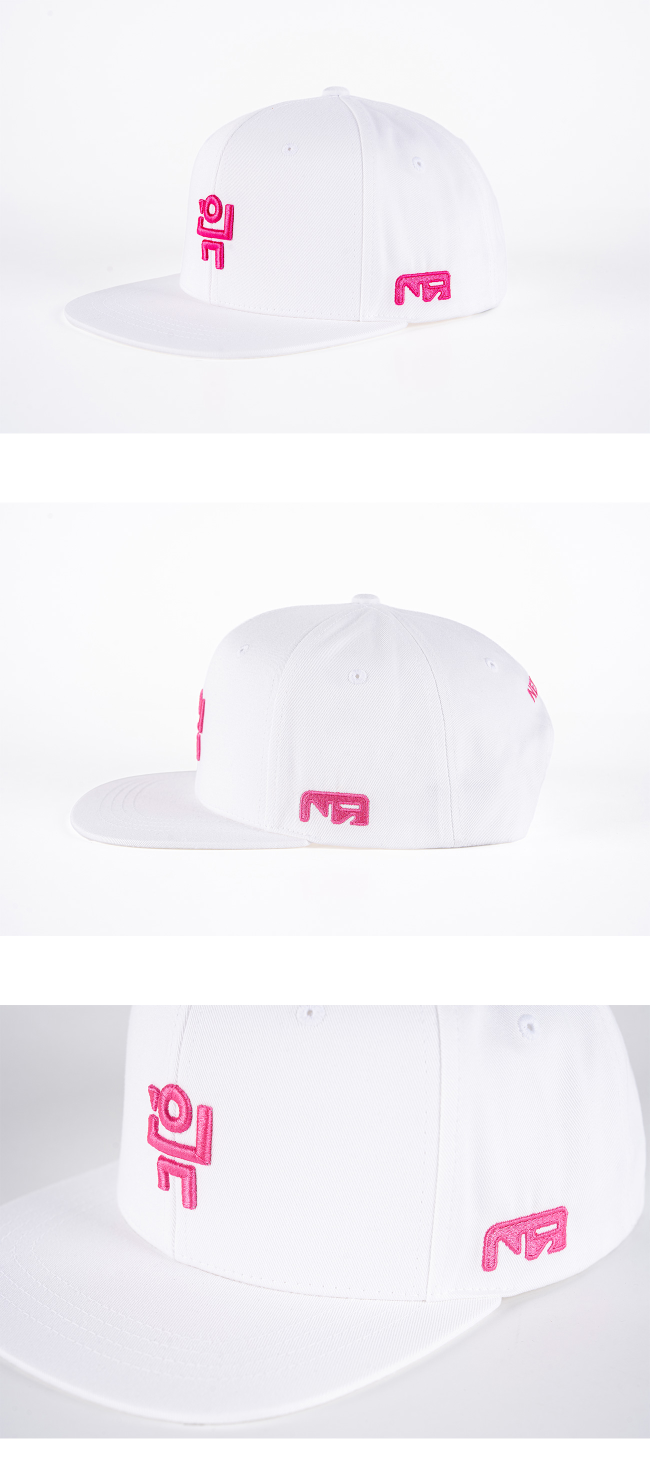 Symbol Big Logo Signature Snapback White with Pink Embroidery detail 1