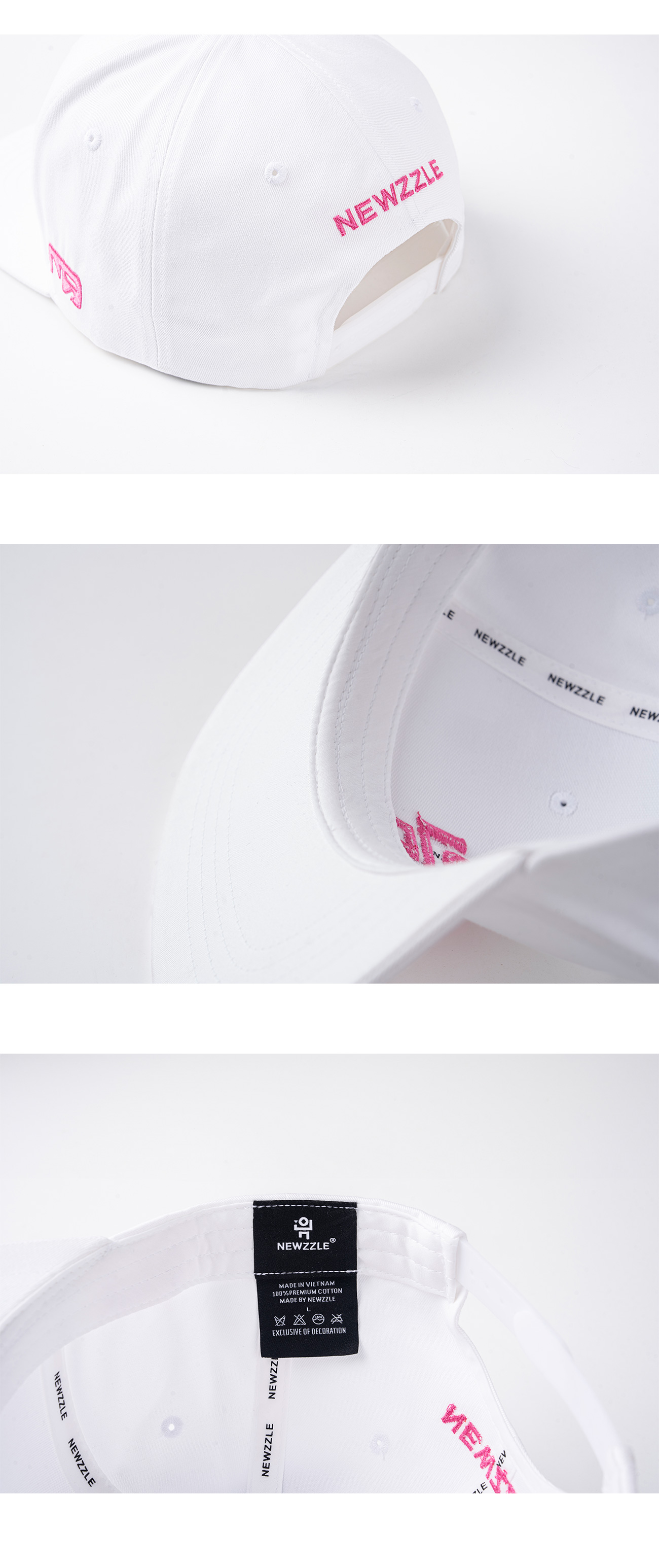 Symbol Big Logo Signature Snapback White with Pink Embroidery detail 2