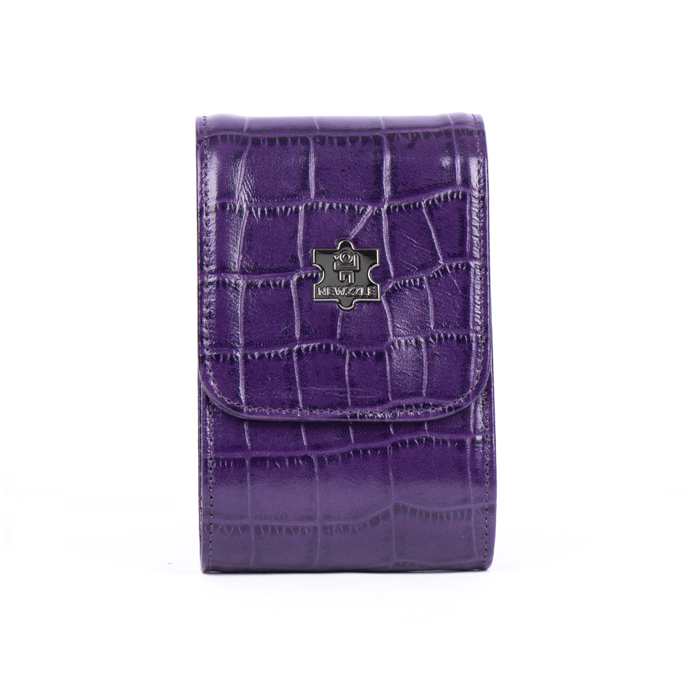 Croco Leather Golf Rangefinder Belt Case - Titanium Purple hover