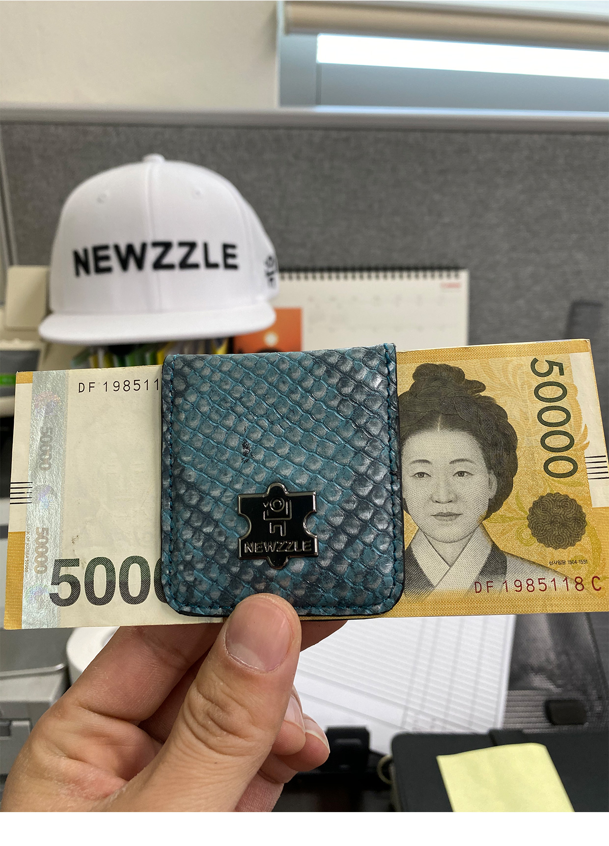 크로커 가죽 골프 머니클립 화이트 detail 3