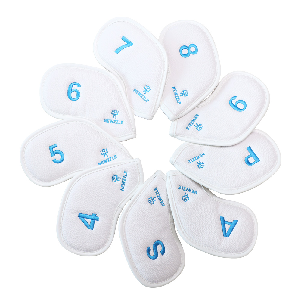 Double-Sided Magnetic Iron Cover Set All White Blue Embroidery