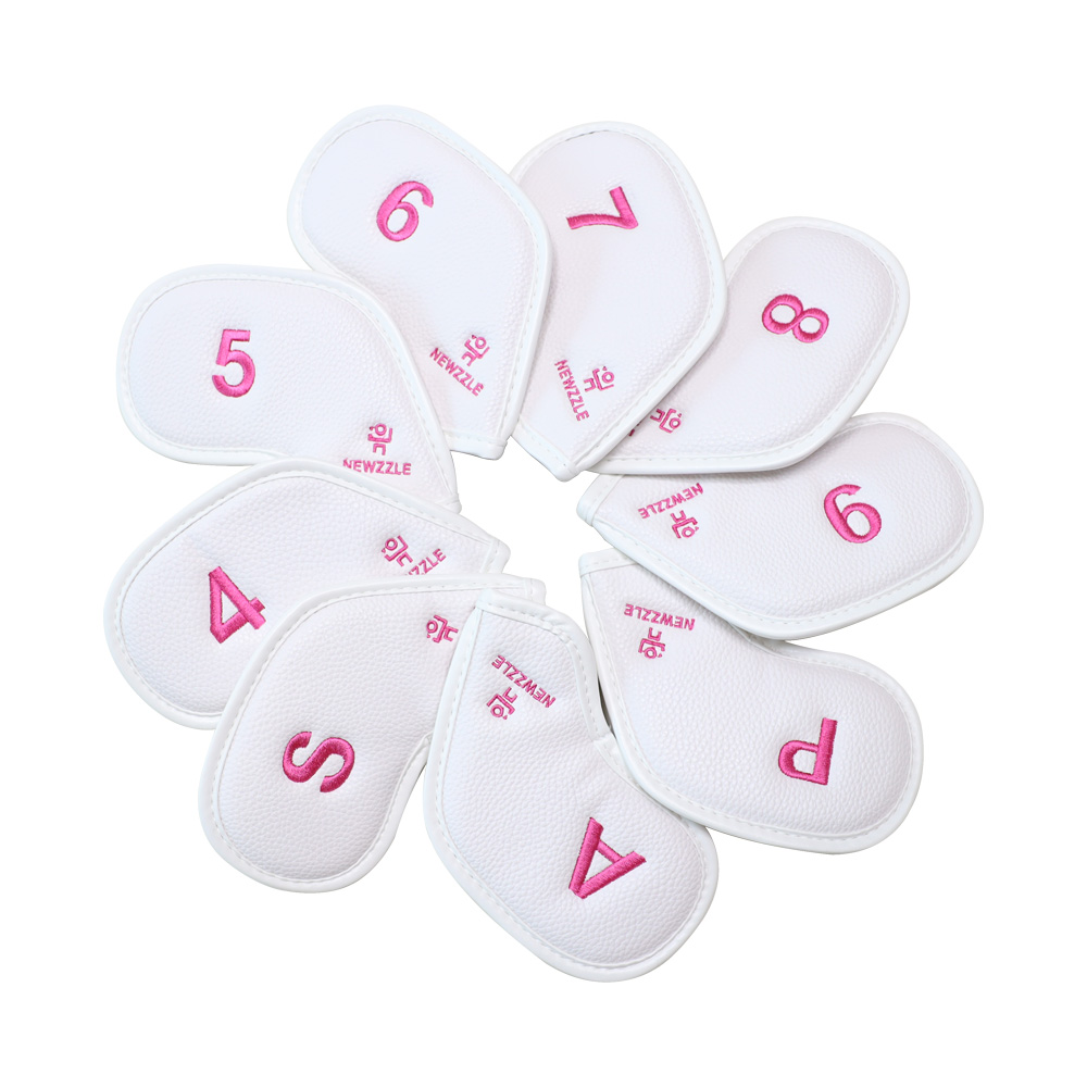 Double-Sided Magnetic Iron Cover Set All White Pink Embroidery
