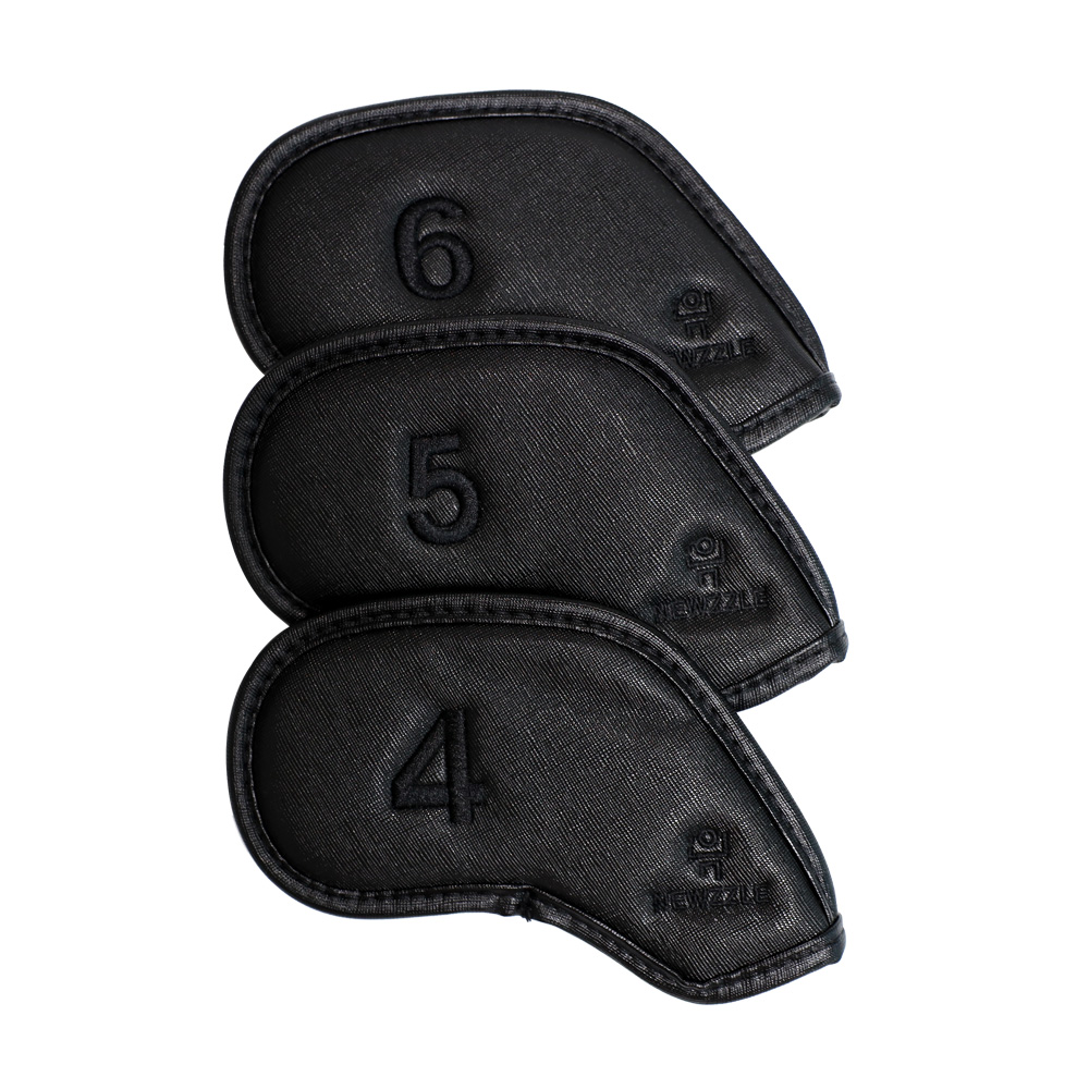Saffiano Double-Sided Number Magnetic Iron/Wedge Cover, Individual Piece, All Black with Black Embroidery