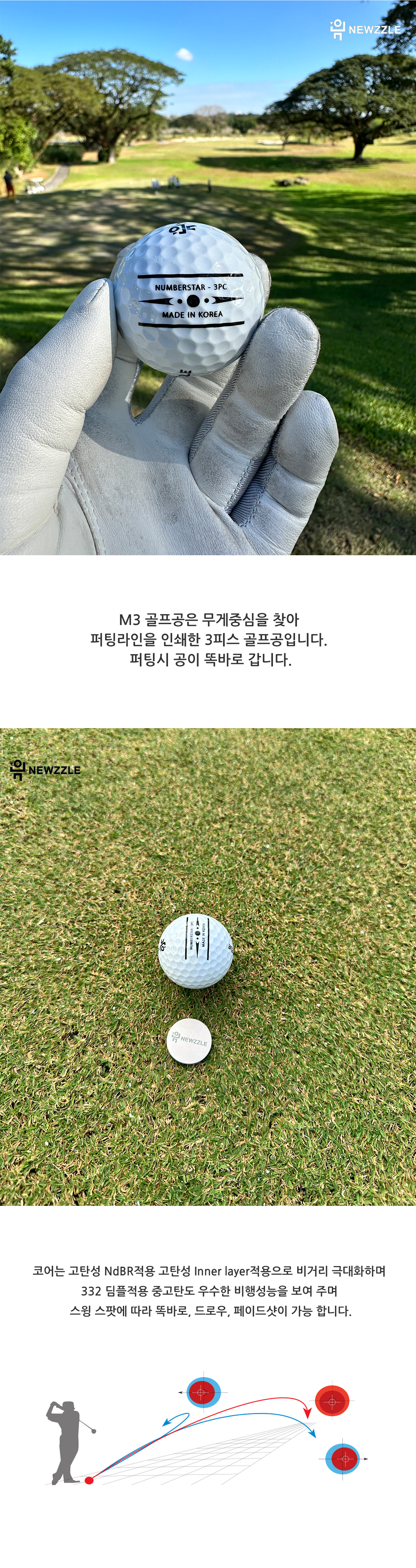 넘버스타 M3 소프트 발란스 3피스 골프공 6구 detail 3